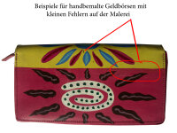 Handbemalte Ledergeldbörse aus rotem, echtem Leder,...