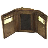 Sunsa Damen Vintage Leder Geldbörse, Portemonnaie, Brieftasche dunkelbraun S