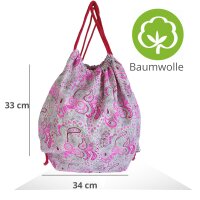 Zugbeutel für Kinder, Turnbeutel für Mädchen, klein Kinderrucksack aus Baumwolle