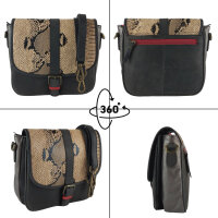Sunsa Leder Messenger Damentasche Ledertasche schwarze Umhängetasche Crossbody