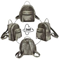Sunsa Tasche Rucksack Schultertasche Leder Canvas taupe