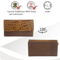 Sunsa Creations "Maja" echt Leder Geldbörse. Portemonnaie aus Lederresten. Großer Geldbeutel