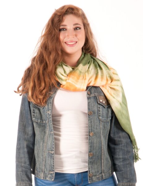 Winter scarf with a large batik patterns