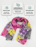 Summer cotton scarf, clematis flowers