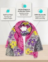 Summer cotton scarf, clematis flowers