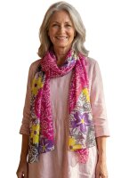 Summer cotton scarf, clematis flowers