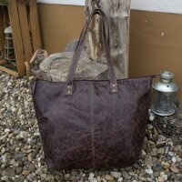 Sunsa Tasche Schultertasche Crinkel Effekt Handtasche Leder braun