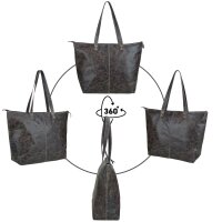 Sunsa Tasche Schultertasche Crinkel Effekt Handtasche Leder braun
