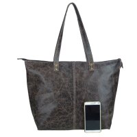 Sunsa Tasche Schultertasche Crinkel Effekt Handtasche Leder braun