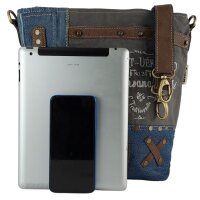 Domelo woman canvas shoulder bag jeans crossbody blue brown