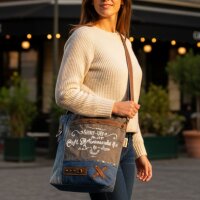 Sunsa Damentasche aus Jeansstoff. Umhängetasche mit...