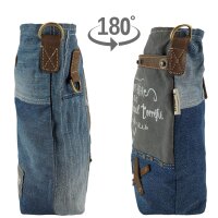 Sunsa Damentasche aus Upcycling Jeans. Umhängetasche mit Vintage Druckmotive