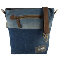 Sunsa Damentasche aus Upcycling Jeans. Umhängetasche mit Vintage Druckmotive