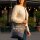 Sunsa Damentasche aus Upcycling Jeans. Umhängetasche mit Vintage Druckmotive