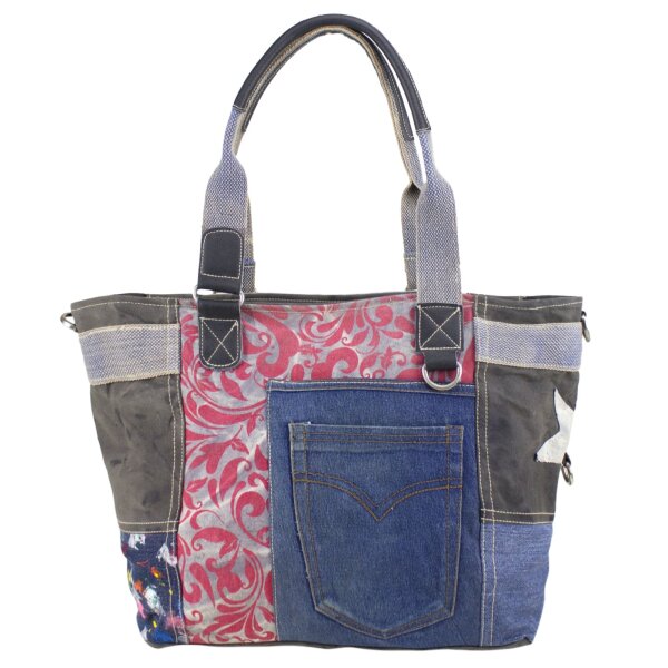 Sunsa Handtasche Damen Schultertasche Canvas Jeanstasche große Shopper