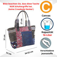 Sunsa Handtasche Damen Schultertasche Canvas Jeanstasche große Shopper