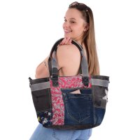 Sunsa Handtasche Damen Schultertasche Canvas Upcycling Jeanstasche große Shopper