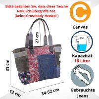 Sunsa Handtasche Damen Schultertasche Canvas Upcycling Jeanstasche große Shopper