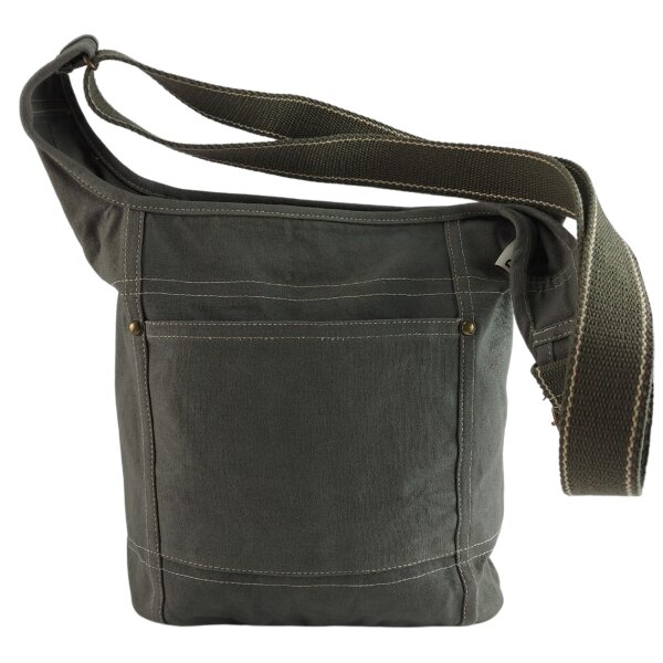 Domelo Damen gewachste Canvas Umhängetasche. Khaki grün wasserabweisende Hobo Tasche