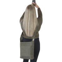 Domelo Damen gewachste Canvas Umhängetasche. Khaki grün wasserabweisende Hobo Tasche