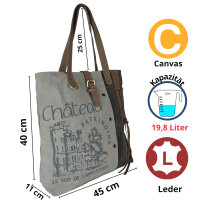Sunsa Vintage Shoulder Bag Shopper of canvas with leather big handbag weekender