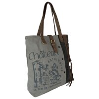 Sunsa Vintage Shoulder Bag Shopper of canvas with leather big handbag weekender