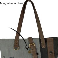 Sunsa Vintage Shoulder Bag Shopper of canvas with leather big handbag weekender