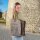 Sunsa Vintage Shoulder Bag Shopper of canvas with leather big handbag weekender