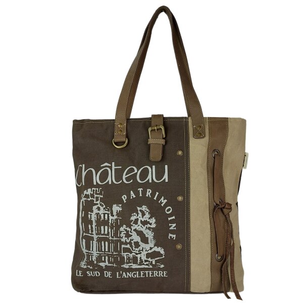 Sunsa Vintage Tasche Schultertasche Shopper aus Canvas mit Leder große Handtasche Einkaufstasche