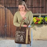 Sunsa Vintage Tasche Schultertasche Shopper aus Canvas mit Leder große Handtasche Einkaufstasche
