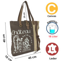 Sunsa Vintage Tasche Schultertasche Shopper aus Canvas mit Leder große Handtasche Einkaufstasche