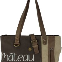 Sunsa Vintage Tasche Schultertasche Shopper aus Canvas mit Leder große Handtasche Einkaufstasche