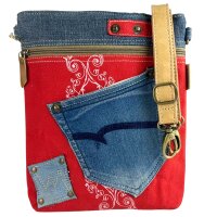 Sunsa Umhängetasche aus rote Canvas & Upcycling...