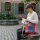 Sunsa Umhängetasche aus rote Canvas & Jeansstoff. Crossbody Bag