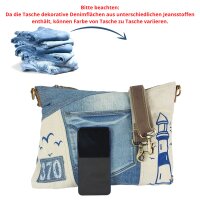 Sunsa Damen Umhängetasche aus beigem Canvas & Jeansstoff. Crossbody Tasche