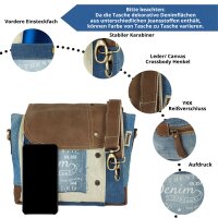 Sunsa Vintage Shoulder Bag handbag canvas with leather small Crossbody bag