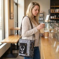 Domelo canvas stonewashed shoulder bag crossbody black