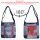 Sunsa Damen Hobo Umhängetasche aus Jeansstoff & rote Canvas. Damentasche