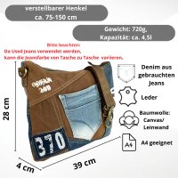 Sunsa woman canvas jeans bag stonewashed blue shoulder bag brown crossbody small