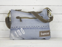 Sunsa Damen Umhängetasche aus braune Canvas & recycelter Jeans. Nachhaltige Crossbody Tasche