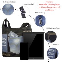 Sunsa Damen Canvas Hobotasche/ Umhängetasche . Crossbody aus Recycelter Jeans & schwarze Canvas