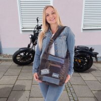 Sunsa Damen Canvas Hobotasche/ Umhängetasche . Crossbody aus Recycelter Jeans & schwarze Canvas