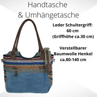 Sunsa  Handtasche aus recycelter Jeans & Canvas. Nachhaltige große Schultertasche/ Shopper
