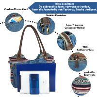 Sunsa  Handtasche aus recycelter Jeans & Canvas. Nachhaltige große Schultertasche/ Shopper