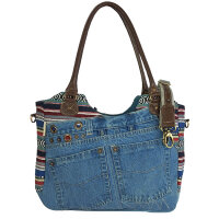 Sunsa Handtasche aus Upcycling Jeans & Canvas....
