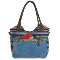 Sunsa Handtasche aus Upcycling Jeans & Canvas. große Schultertasche/ Shopper
