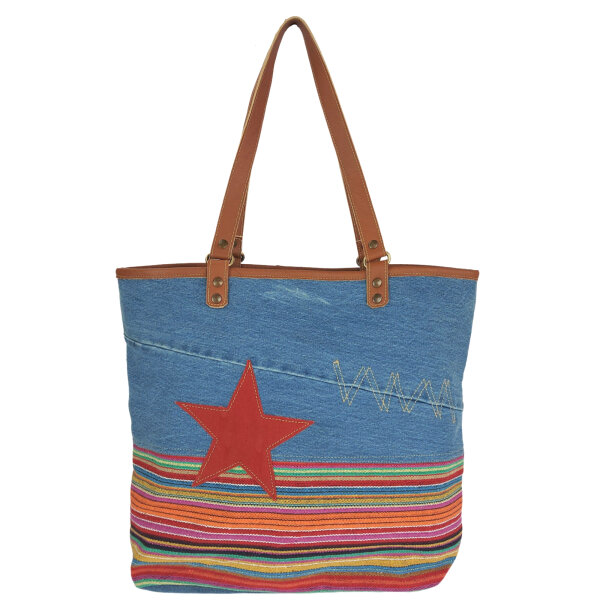 Sunsa Schultertasche Jeans Shopper große Handtasche Damen Jeanstasche