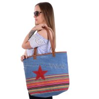Sunsa Schultertasche Jeans Shopper große Handtasche...