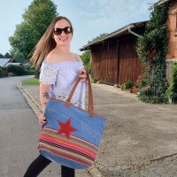 Sunsa Schultertasche Jeans Shopper große Handtasche Damen Jeanstasche