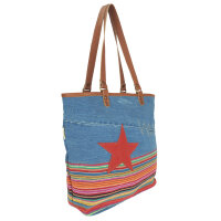 Sunsa Schultertasche Jeans Shopper große Handtasche Damen Jeanstasche